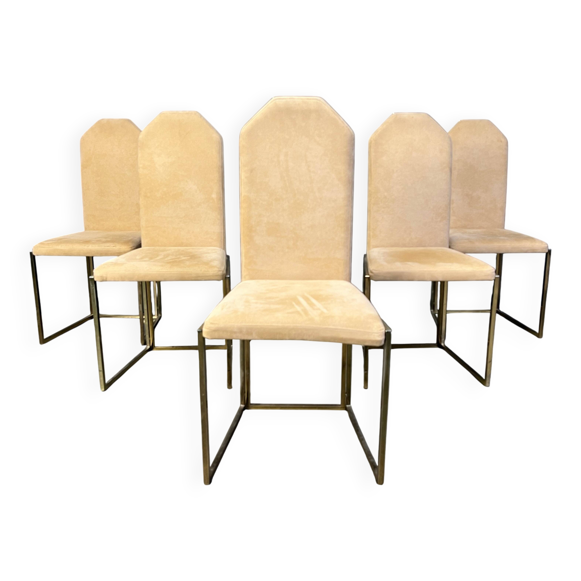 Vintage brass dining chairs by Belgochrom, 1970s