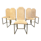Vintage brass dining chairs by Belgochrom, 1970s
