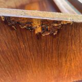 Modernist wooden desk with compass feet 1950