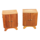 Pair of vintage bedside tables in blond and gilded oak from the 50s