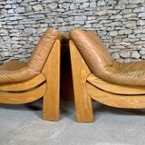 Leather and wood lounge of the Maison Regain 1950s/60s