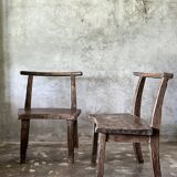 Grande chaise ou fauteuil en teck ancien H84 L60