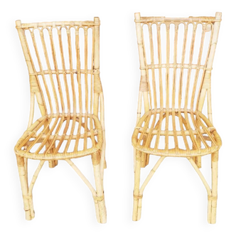 Deux chaises en rotin vintage