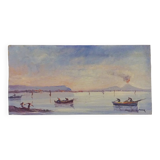 Huile sur bois de Riccardo Capone pêcheurs Italie Années 50 60