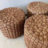 Three vintage rope stools
