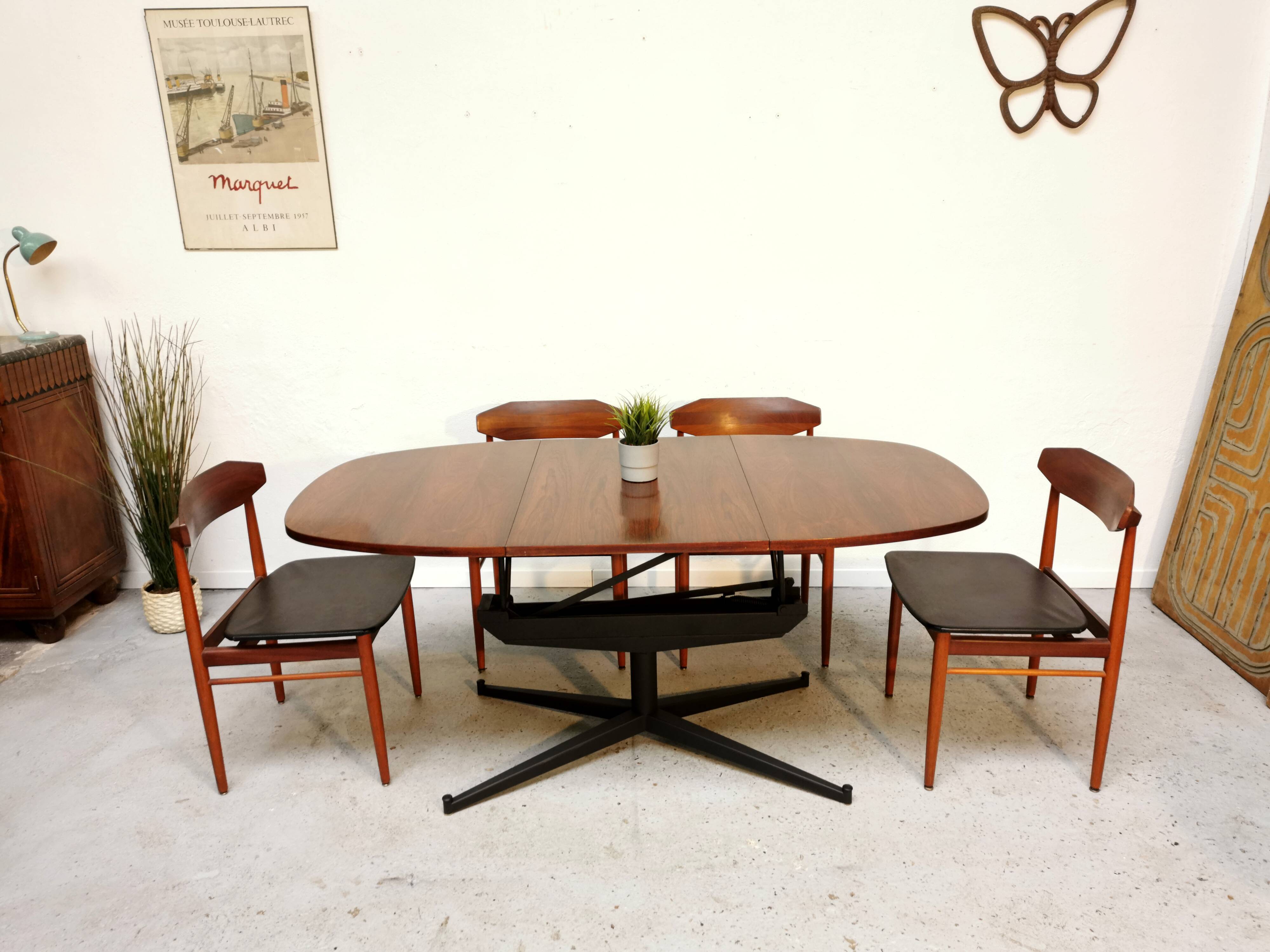 Table basse vintage relevable transformable scandinave