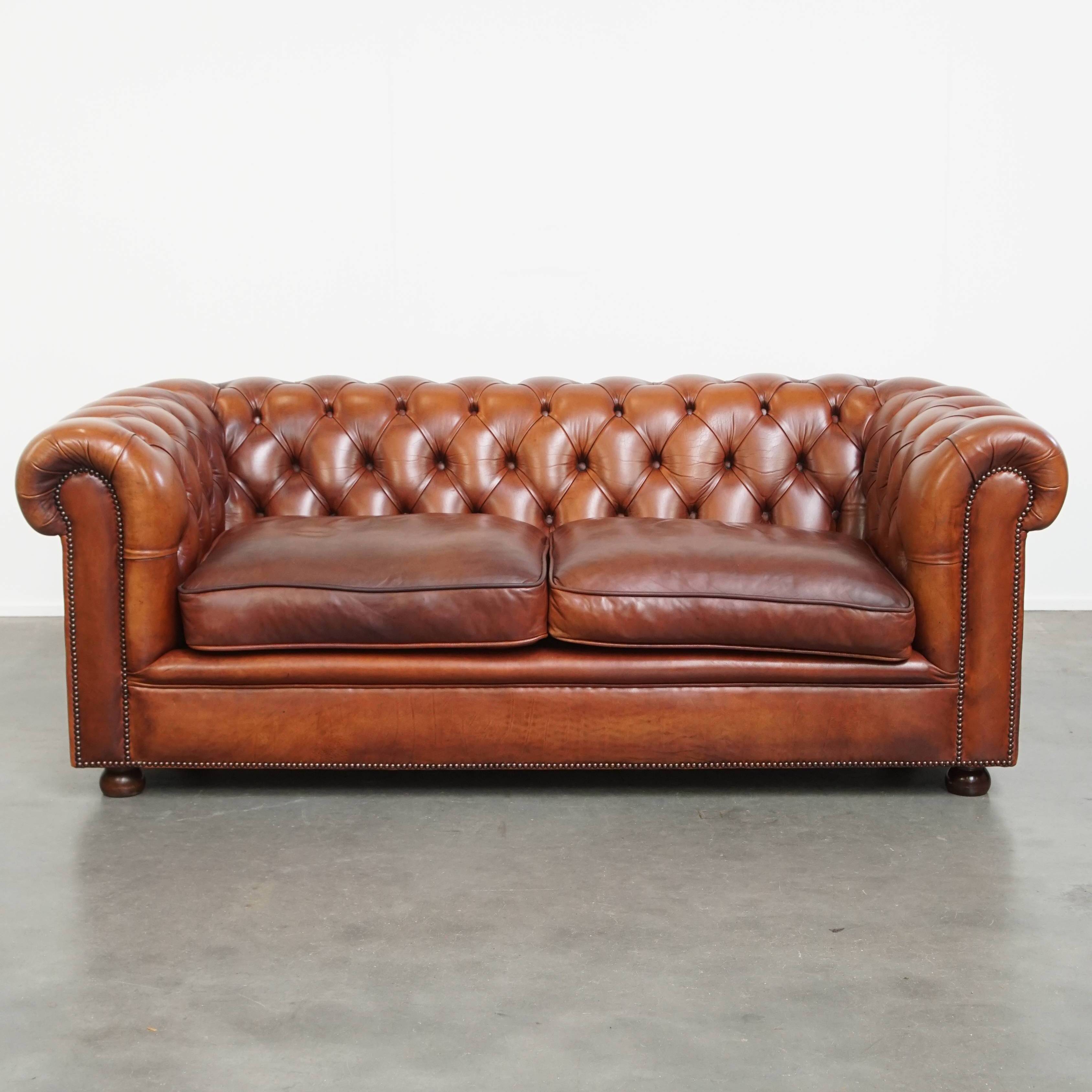 English style cowhide Chesterfield sofa