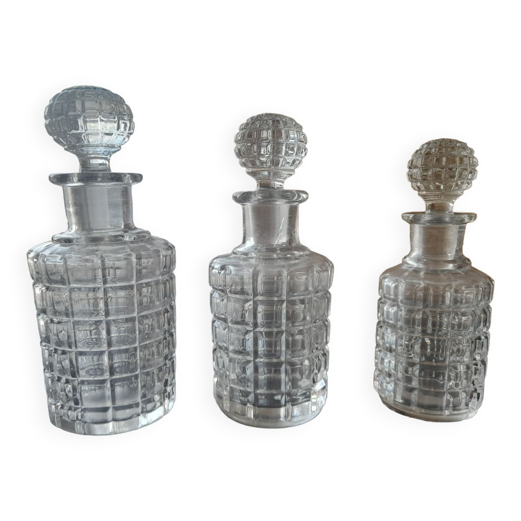Textured glass perfume bottles