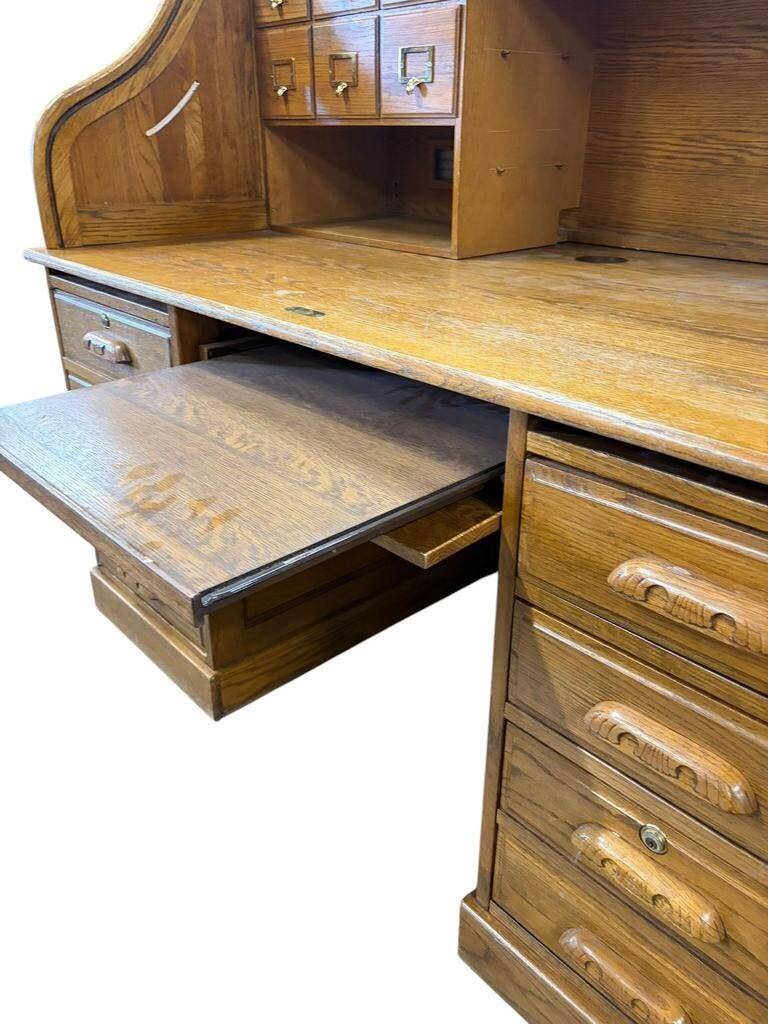 Bureau à rideau américain vintage en bois