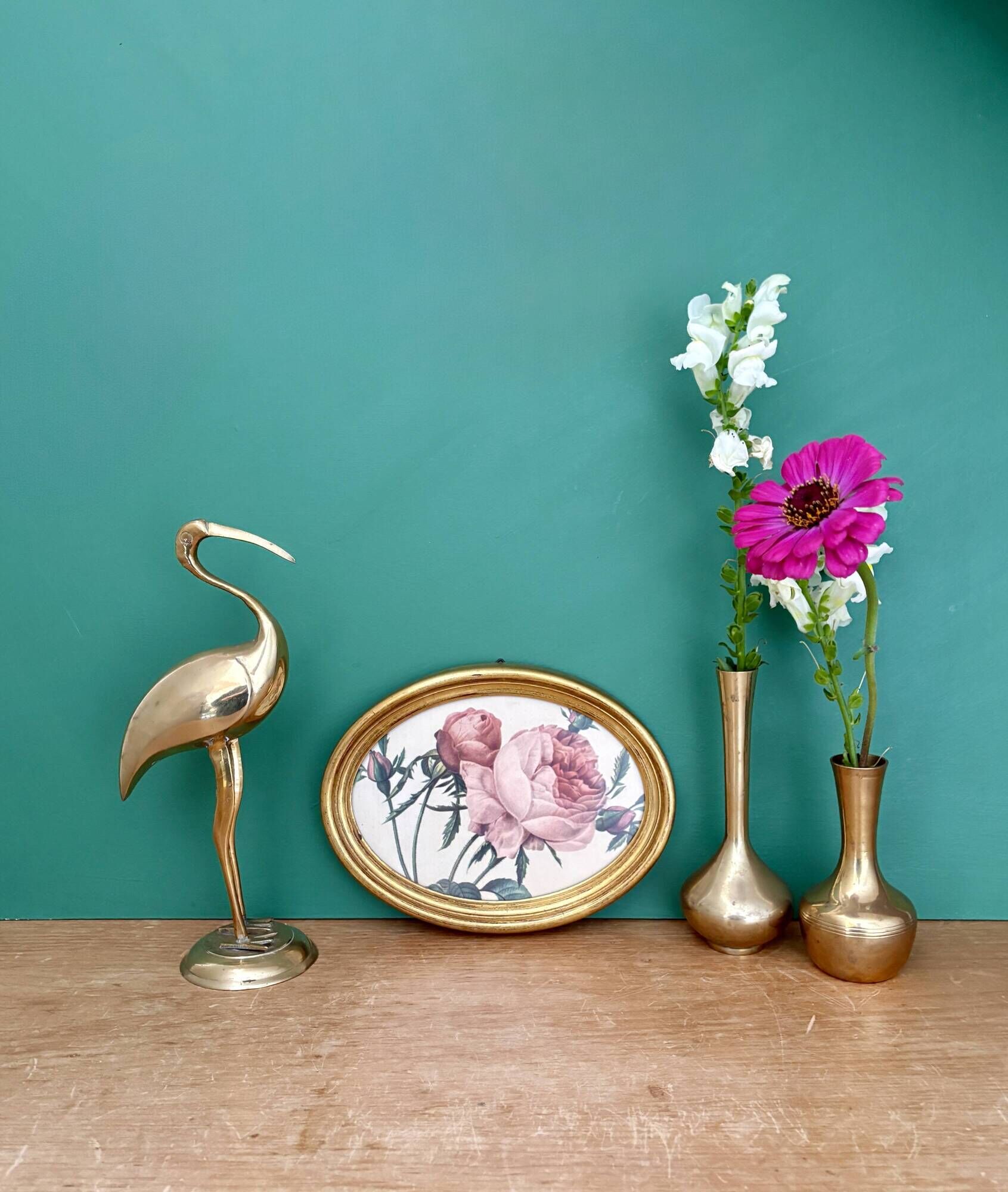 Vintage frame and rose by Redouté