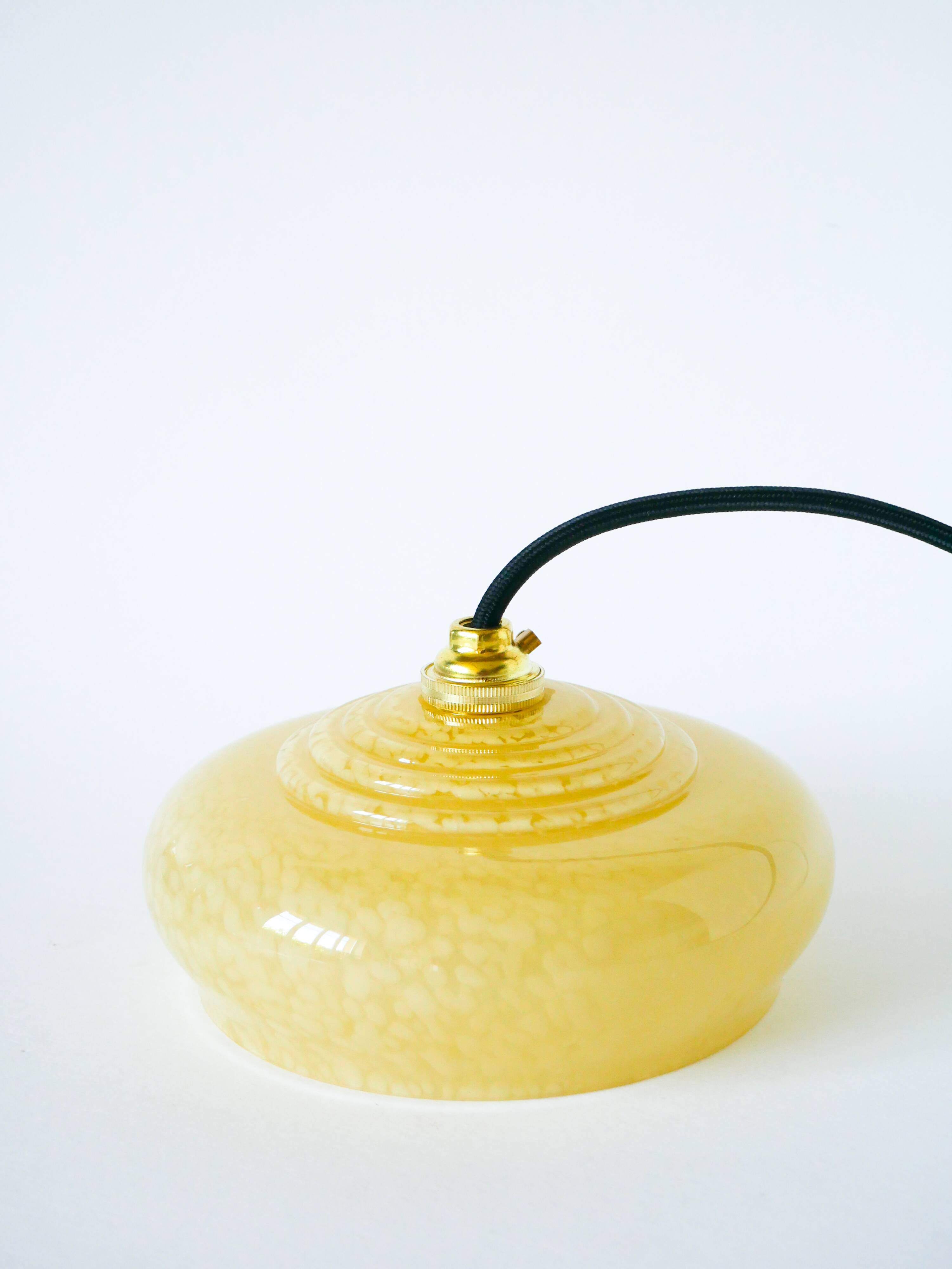 Clichy glass pendant, Pale Yellow, 1930 - 19 x 7 cm