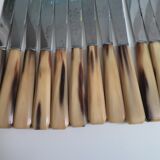 Ménagère complète à 2 étages 12 couteaux de table et 12 couteaux de table à fromage manche corne