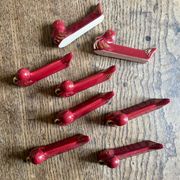 Set of 8 vintage slip knife holders in the shape of red ducks and
