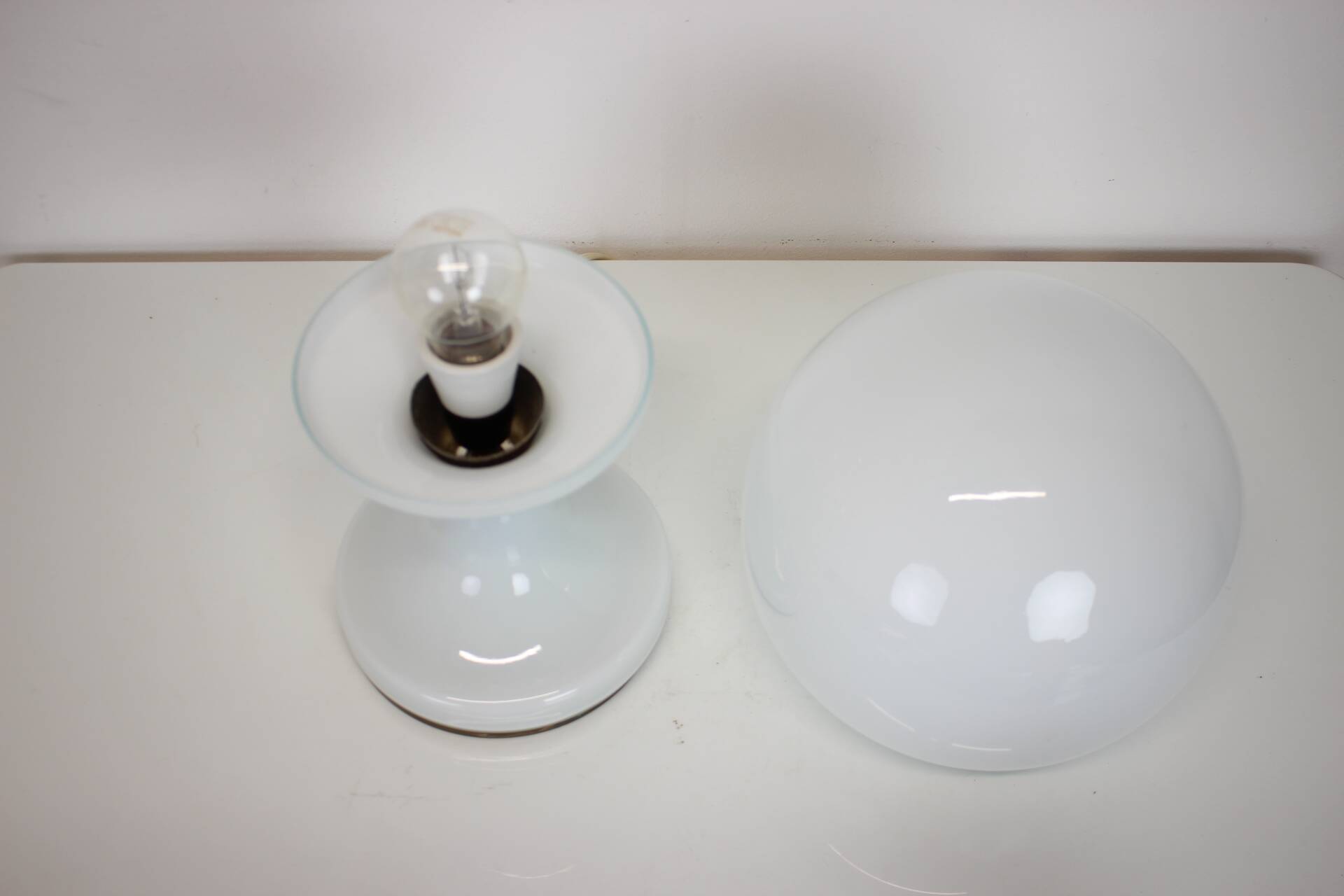 All Glass Table Lamp by Valasske Mezirici, 1960s, Czechoslovakia