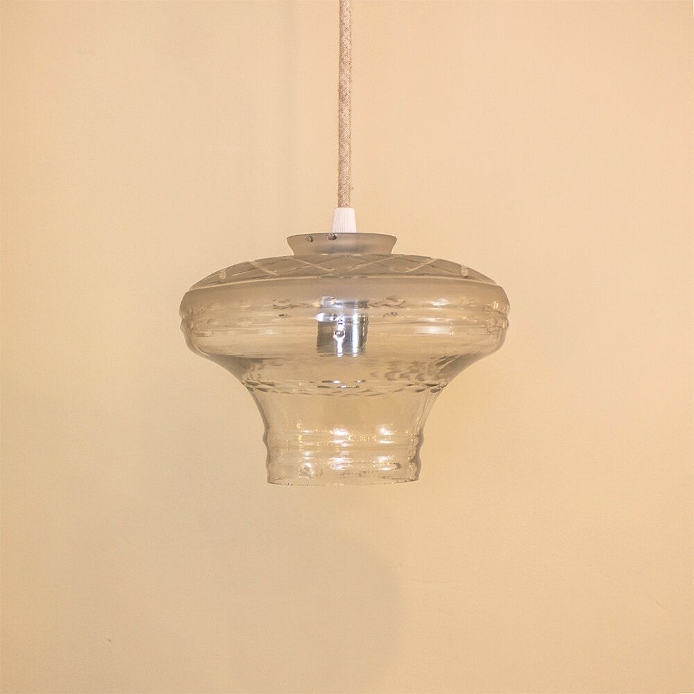 Lampe suspendue Art Déco en verre taillé