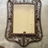 Rattan peacock mirror, 1970s