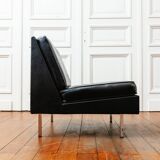 Black faux leather armchair, 1960