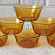 6 coupelles dessert verre Vereco couleur ambrée France vintage