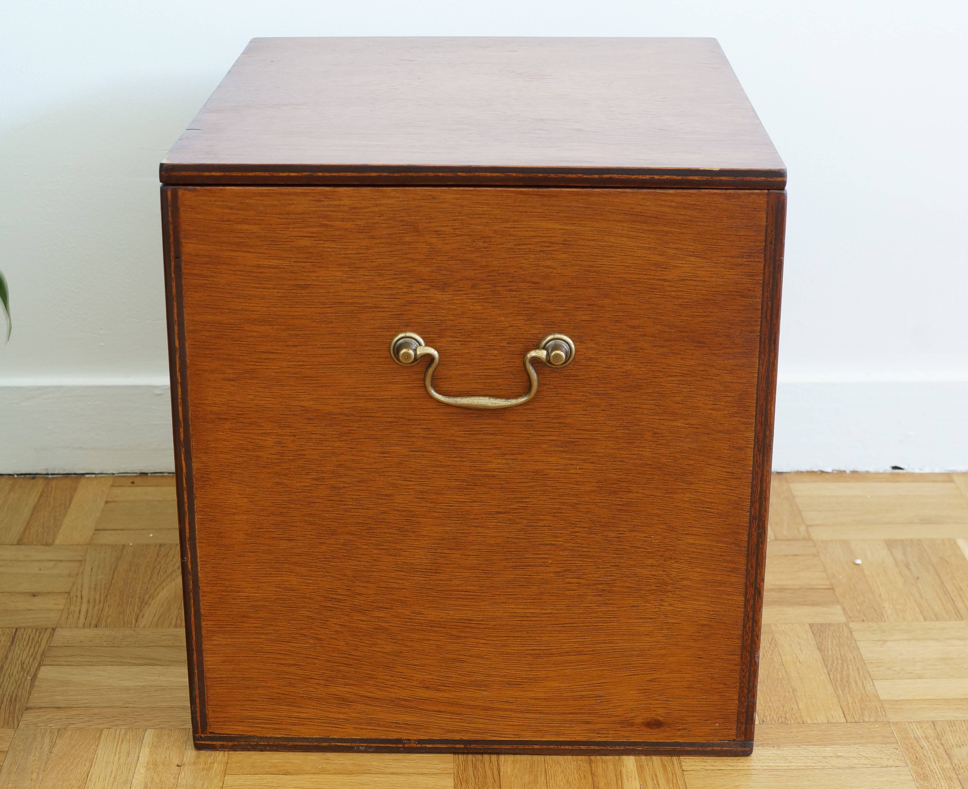 Large wooden box with brass handles