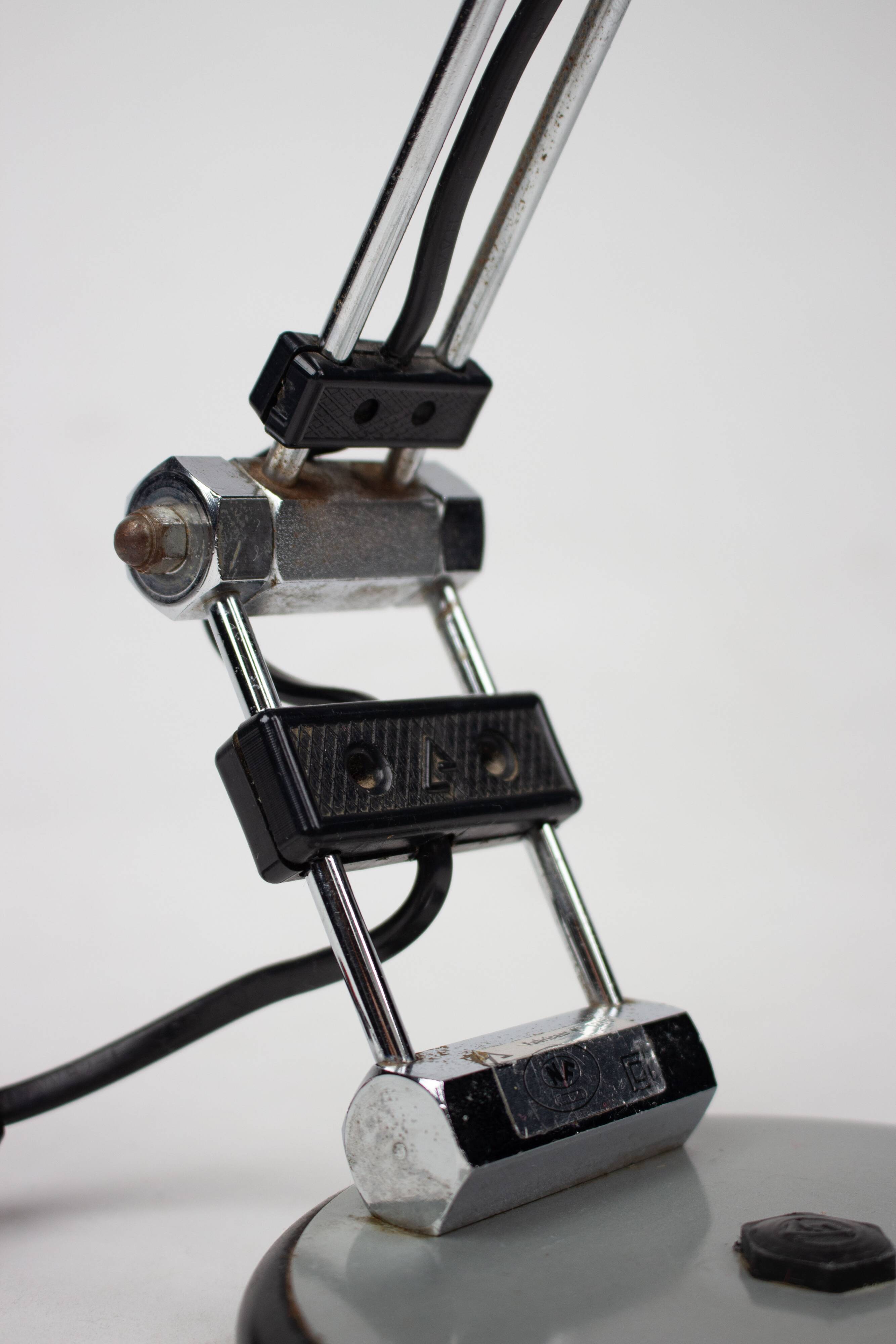 Vintage industrial chrome Aluminor lamp