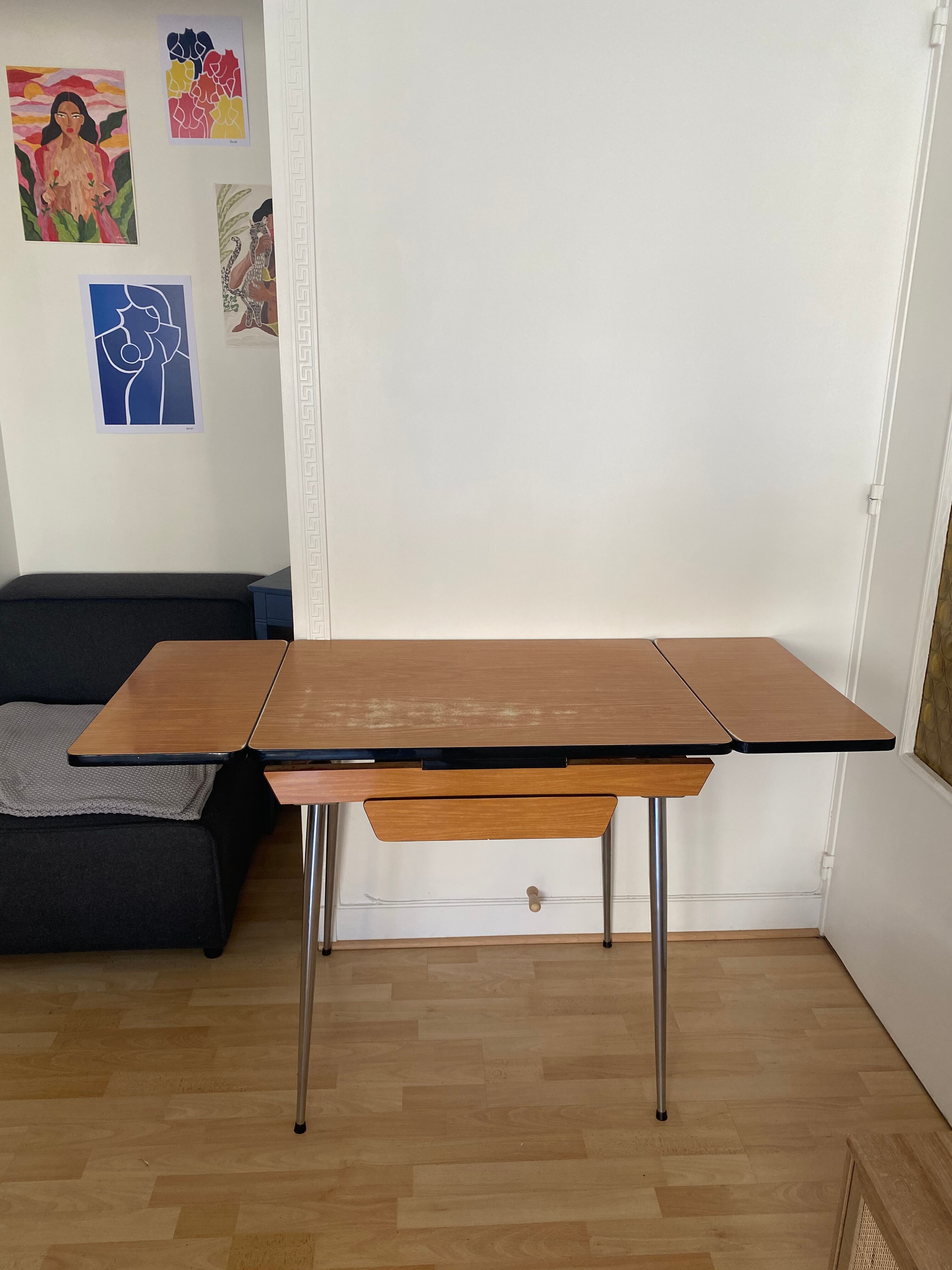 Formica table with extension cords