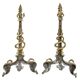 Pair of gilded bronze andirons decorated with serpents.