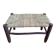 Moroccan bench in dark wood with woven palm leaf seat