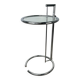 Chrome and glass design side table, adjustable.