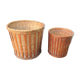 Pair of braided bamboo pot cover / vintage 60s-70s