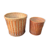 Pair of braided bamboo pot cover / vintage 60s-70s