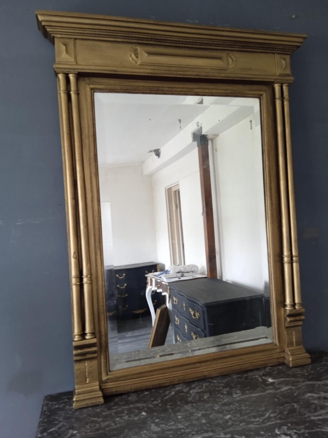 Antique gilded trumeau mirror 93x120cm