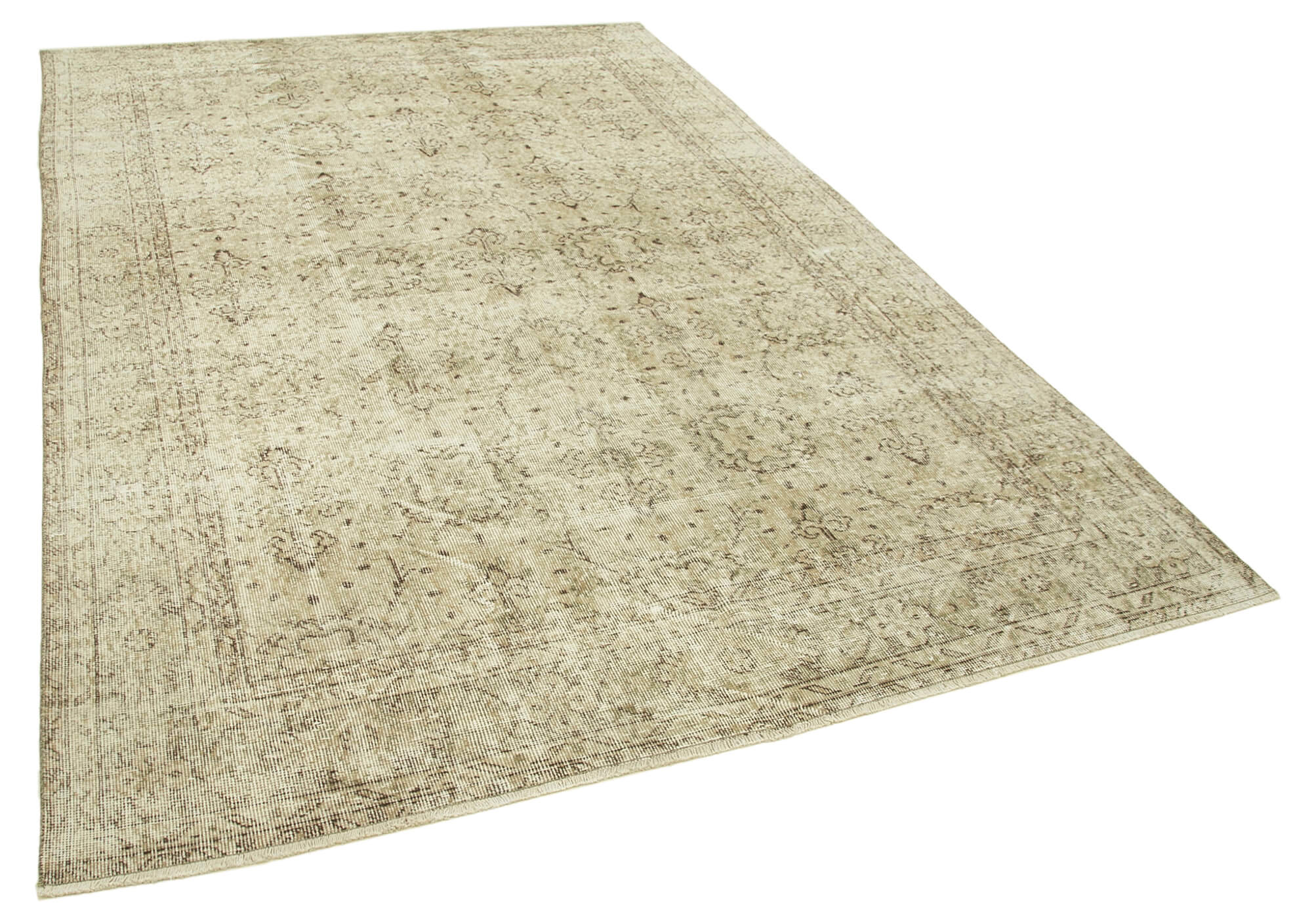 Hand-knotted one-of-a-kind turkish beige carpet 198 cm x 294 cm