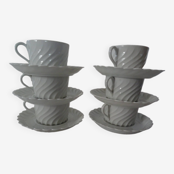series of 6 tea coffee cups 69113 Limoges Haviland porcelain white torso model