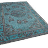 Hand-knotted contemporary oriental 1980s 200 cm x 291 cm blue carpet