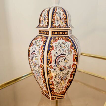 Antique Chinese vase or B&G Italy potiche in multicoloured porcelain