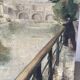 Stroll along a riverbank, oil on canvas