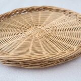 Round rattan tray
