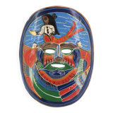 Colorful terracotta mask from Mexico, 1970s