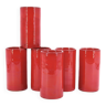 Six cylindrical glasses in red ceramic, 70s