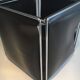 Chrome and faux leather wastepaper basket
