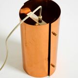 Two 50s tube pendant lamps consisting of two screwed-together copper bowls