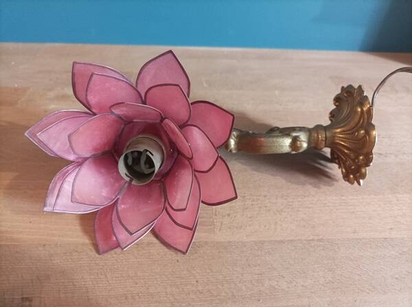 Wall lamp Lotus flower petal mother-of-pearl bronze base