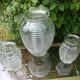 Lot de trois vases en verre moulé ancien années 50/60 made in france