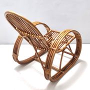 Postmodern Bamboo Rocking Chair with Red, Black and White Fabric Upholstery