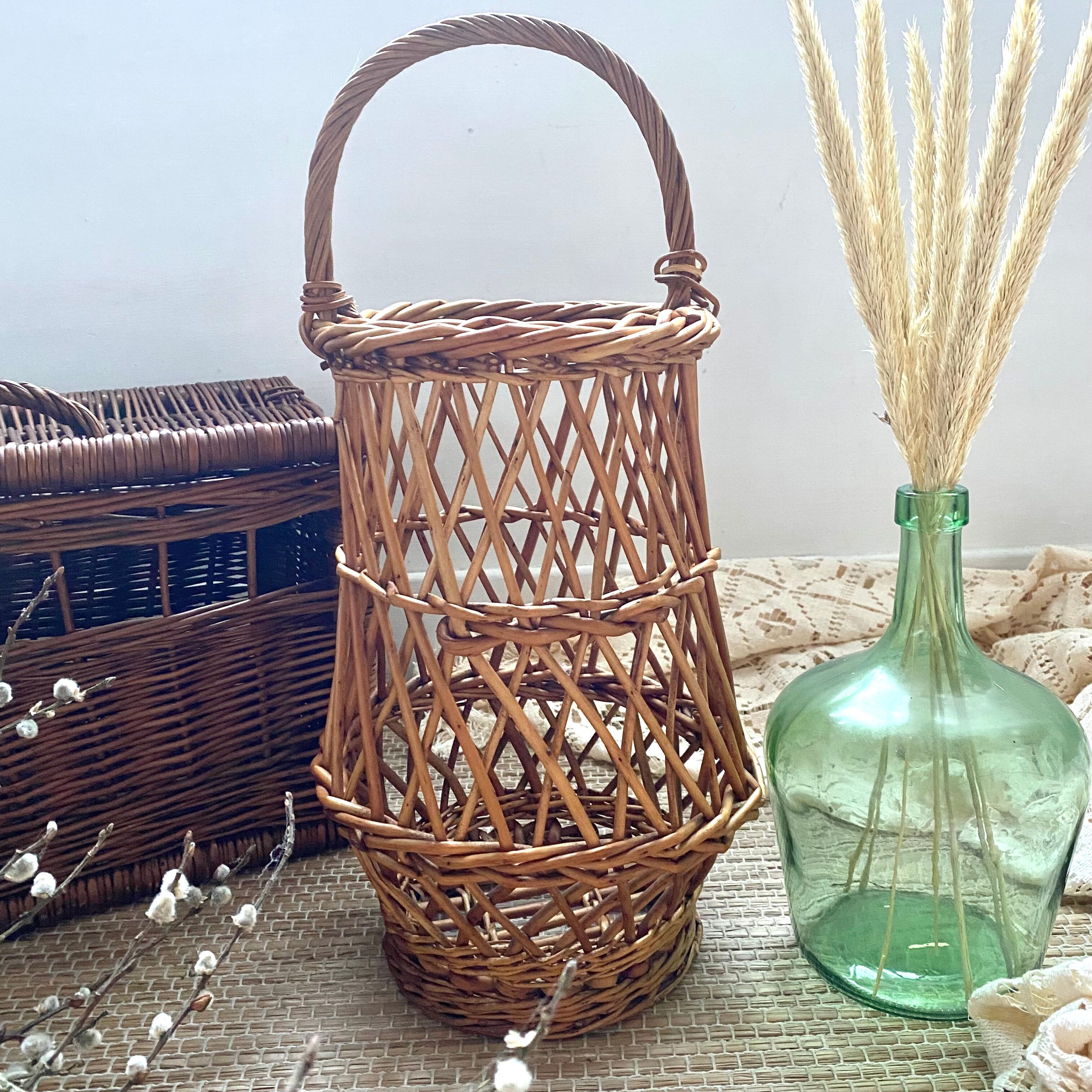 Panier en osier vintage pour fleurs