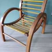 Armchair wood curved child Baumann vintage 50 60 style art décor
