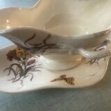 Gien polychrome gravy boat Carnation model