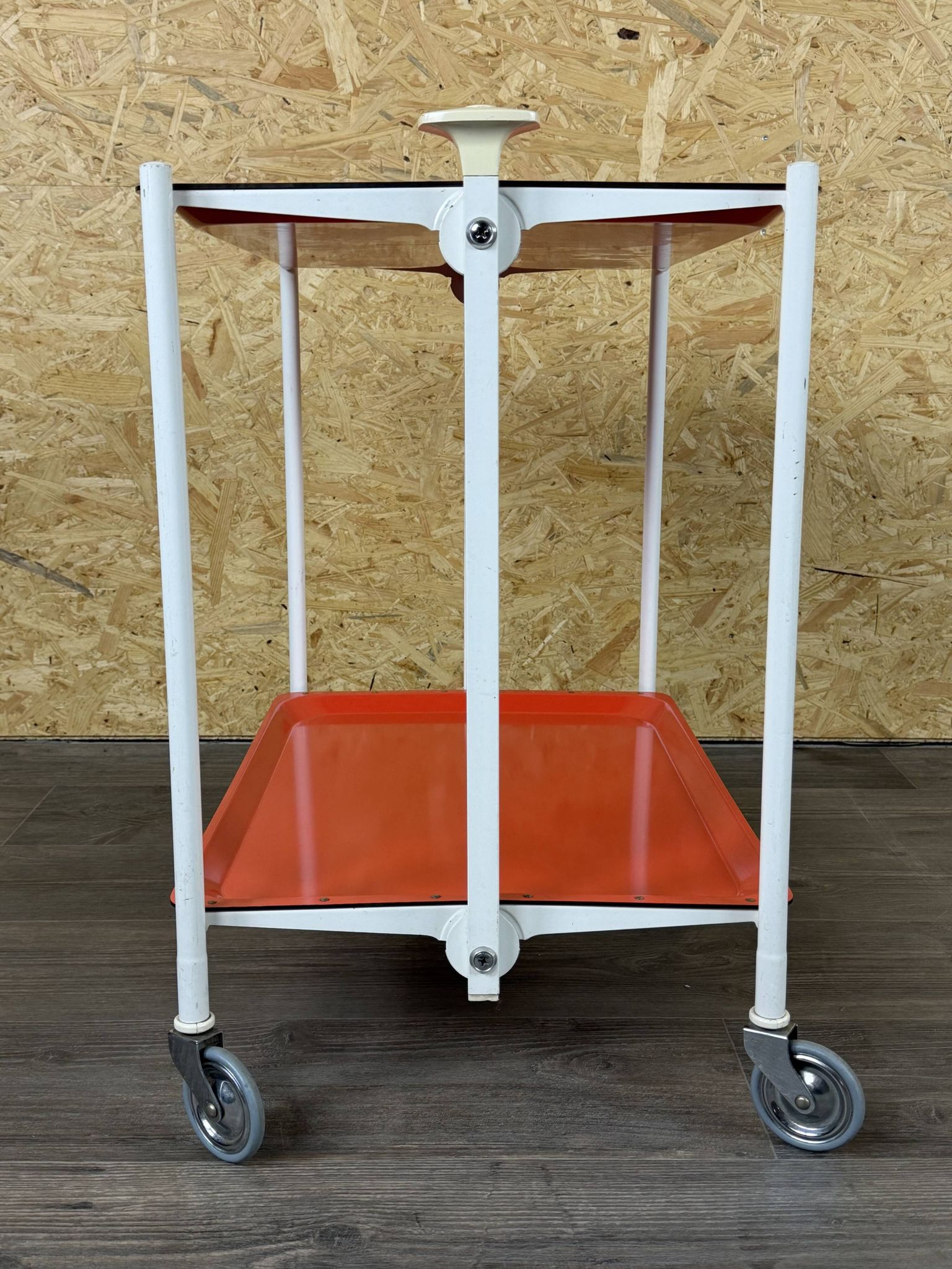 1960s 1970s Serving Cart Dinette Side Table Orange Space Age Design