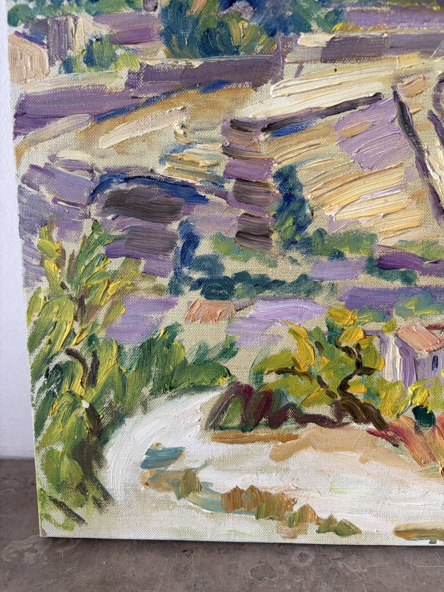 Gordes, village in the Luberon, oil on canvas signed Gisèle Renaut