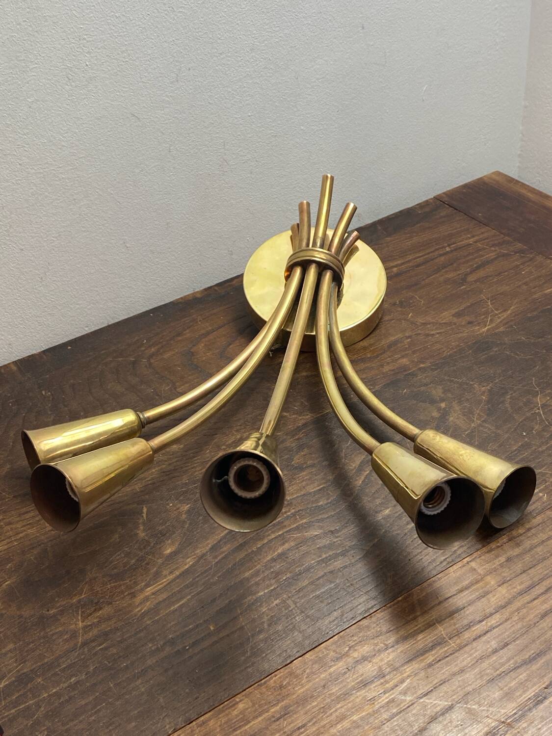 Five-branch wall sconce in brass, 1950s.